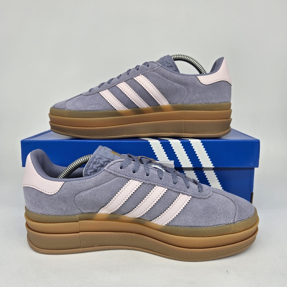 adidas Gazelle Bold JQ1297 Silver Violet Pink Shoes Women's Size 6 New - Picture 4 of 8